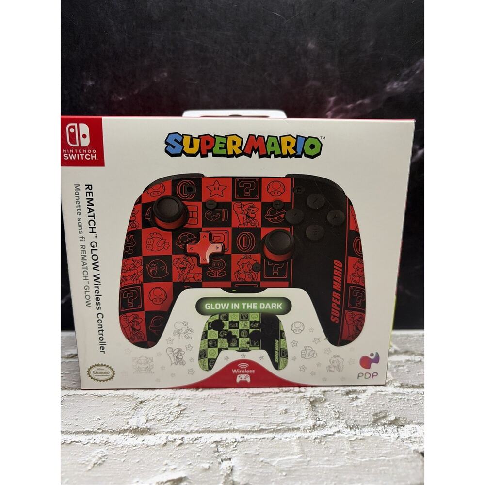 PDP REMATCH GLOW Enhanced Wireless Nintendo Switch Pro Controller - Super Mario